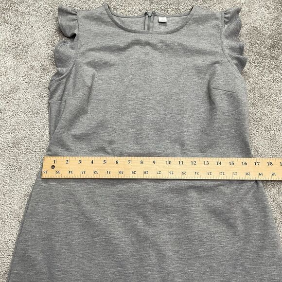 Old Navy Flutter Ruffle Sheath Dress Womens Large Gray Ponte Knit Stretch Work - Picture 10 of 13